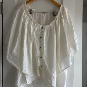 Free People Cream Button-Down Tunic